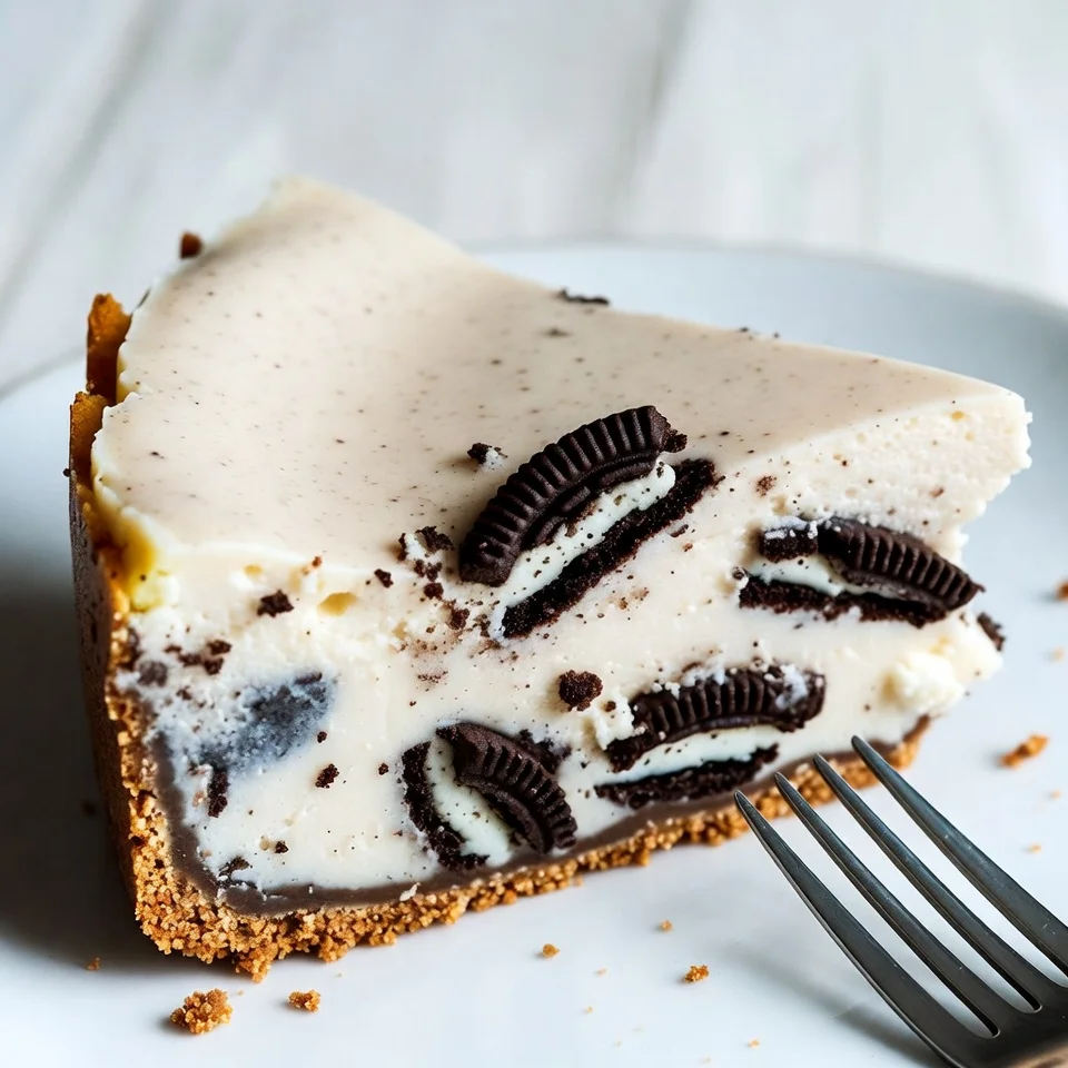 Cookies and Cream Cheesecake – The Best Oreo Cheesecake for Any Party 5 Slice of cookies and cream cheesecake showing Oreo layers