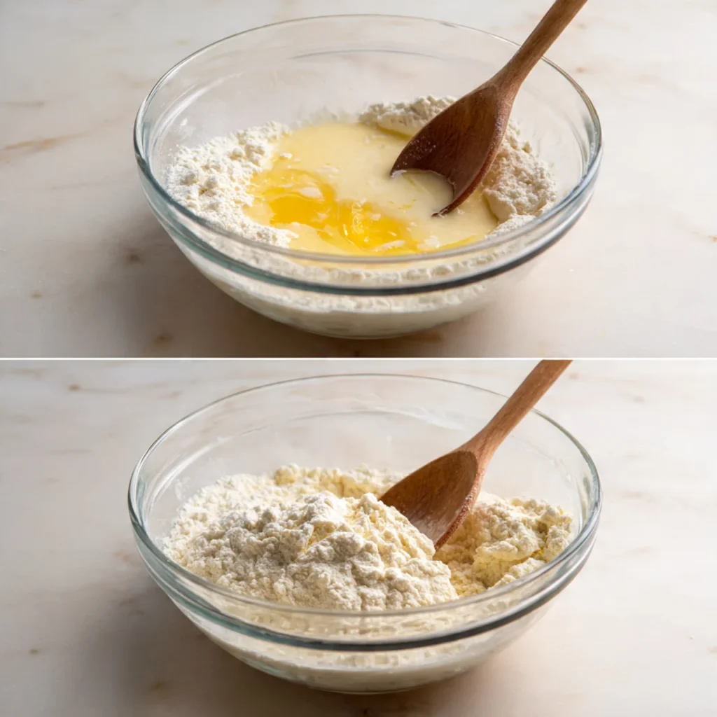 Soft dough being mixed for Cream Cheese Cinnamon Sugar Rolls