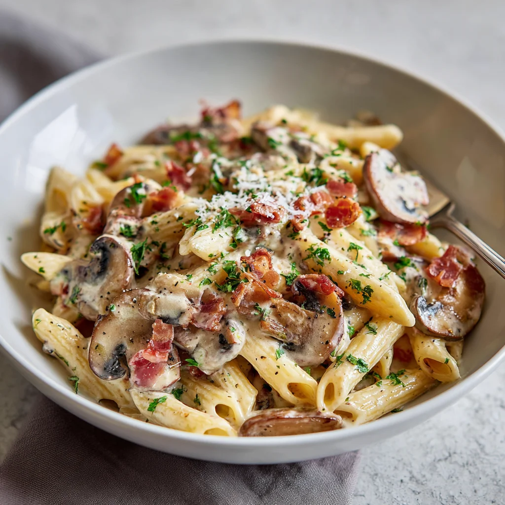 Creamy Bacon Mushroom Pasta – The Ultimate Comfort Weeknight Dinner 6 Creamy Bacon Mushroom Pasta