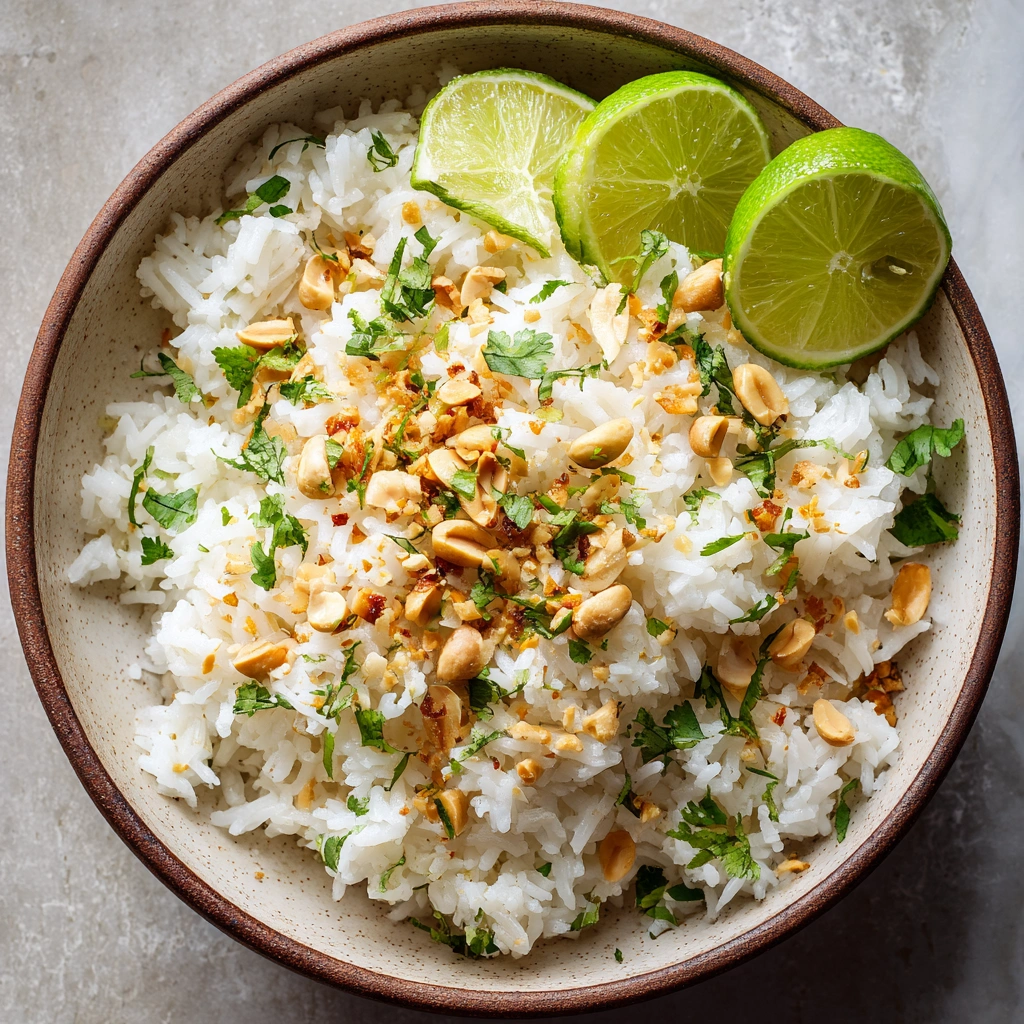 Creamy Coconut Lime Rice with Peanuts