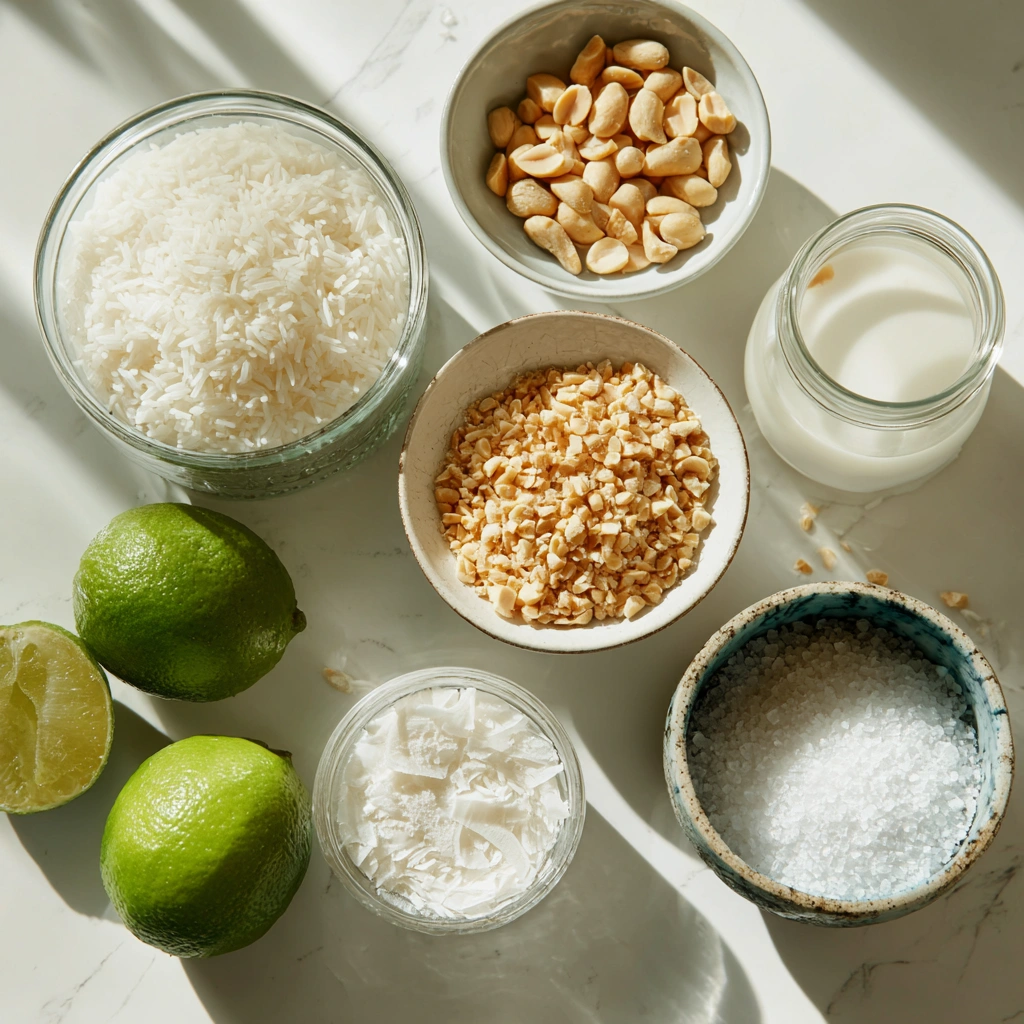 Creamy Coconut Lime Rice with Peanuts ingredients