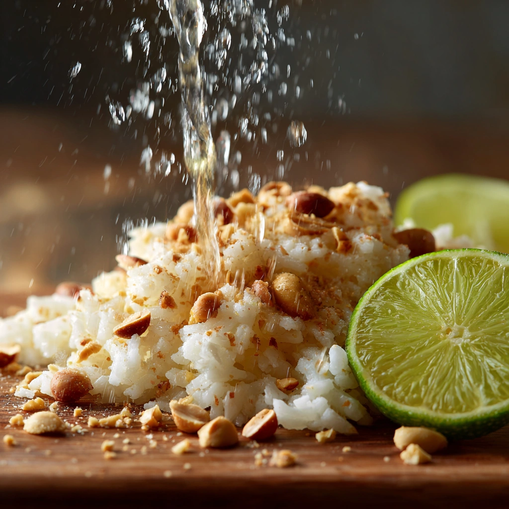 Creamy Coconut Lime Rice with Peanuts