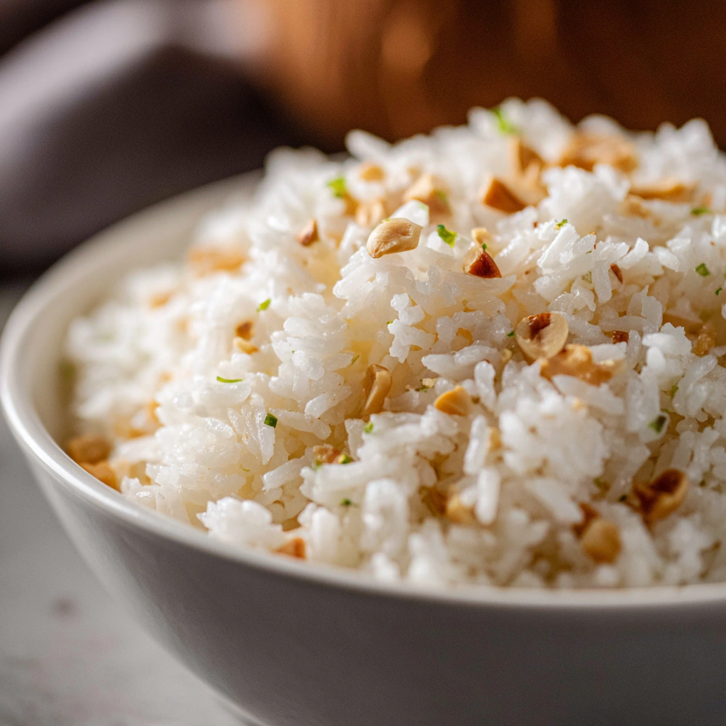 Creamy Coconut Lime Rice with Peanuts