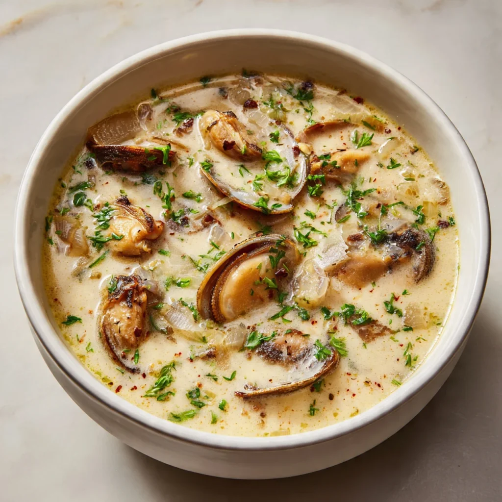 Creamy Oyster Stew Recipe with Silky Broth and Coastal Comfort 5 Fresh oysters simmering in creamy oyster stew