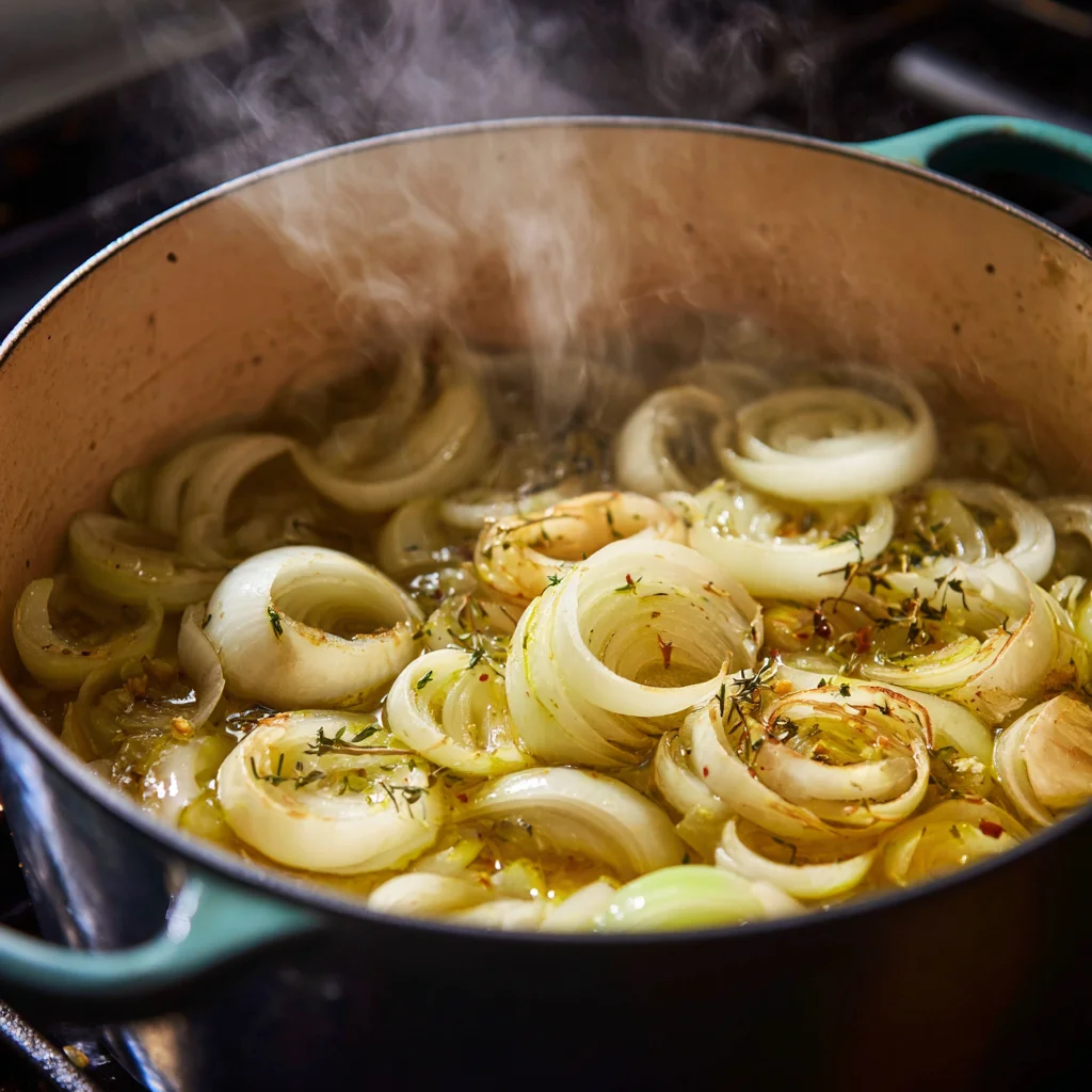 Sautéing aromatics for Italian penicillin soup