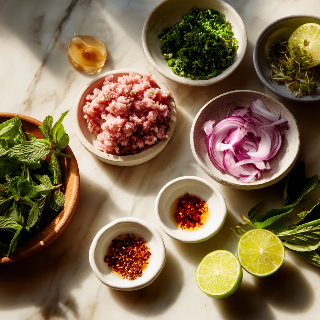 Larb Thai Recipe with Fresh Herbs and Bold Lime Chili Flavor 2 ingredients of Larb Thai Recipe