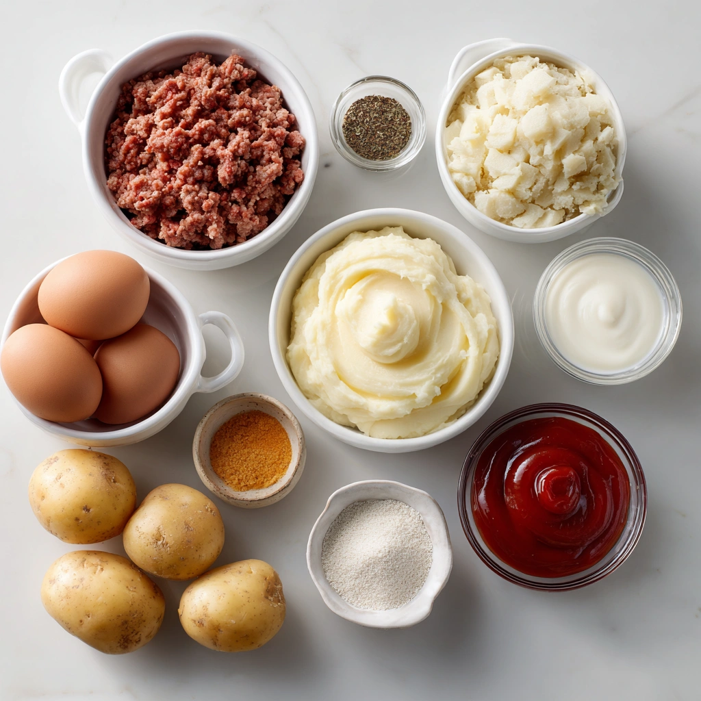 Mini Meatloaf Muffins with Mashed Potato Frosting 3 Mini Meatloaf Muffins with Mashed Potato Frosting ingredients