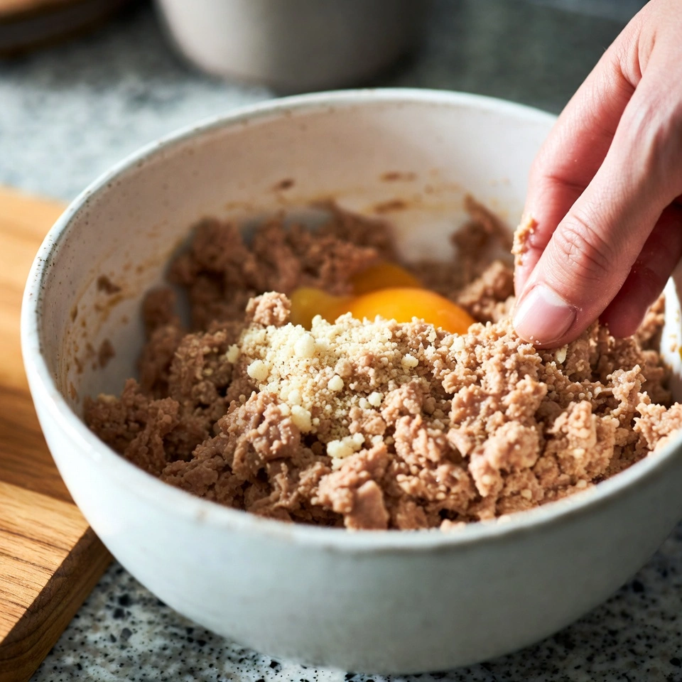 Mini Meatloaf Muffins with Mashed Potato Frosting 4 preparing mixture for Mini Meatloaf Muffins with Mashed Potato Frosting