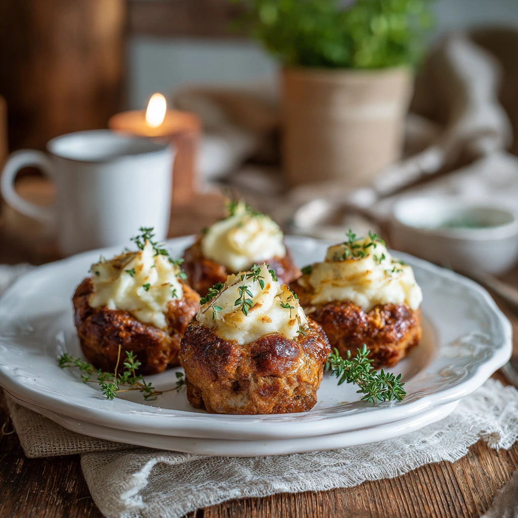 Mini Meatloaf Muffins with Mashed Potato Frosting 6 Mini Meatloaf Muffins with Mashed Potato Frosting