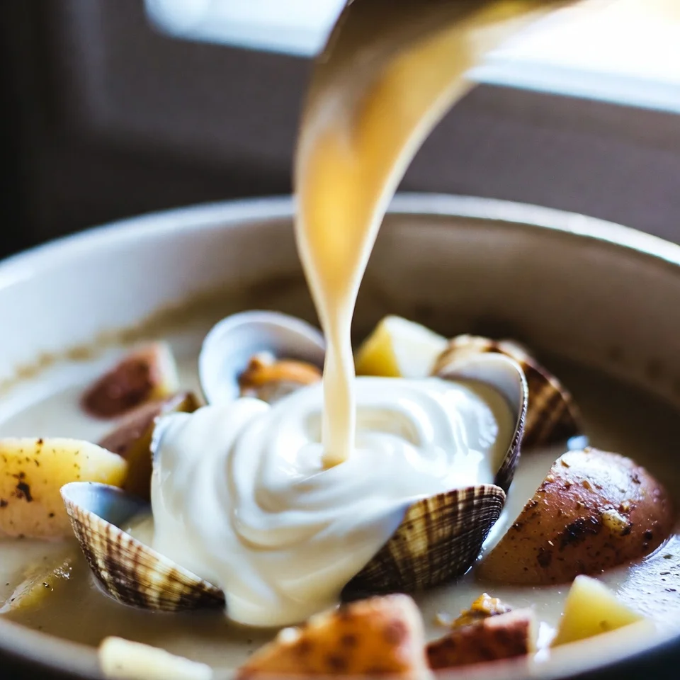 New England Clam Chowder Classic Creamy Seafood Chowder 4 Slowly pour in the clam juice while stirring to keep the mixture smooth. Add potatoes