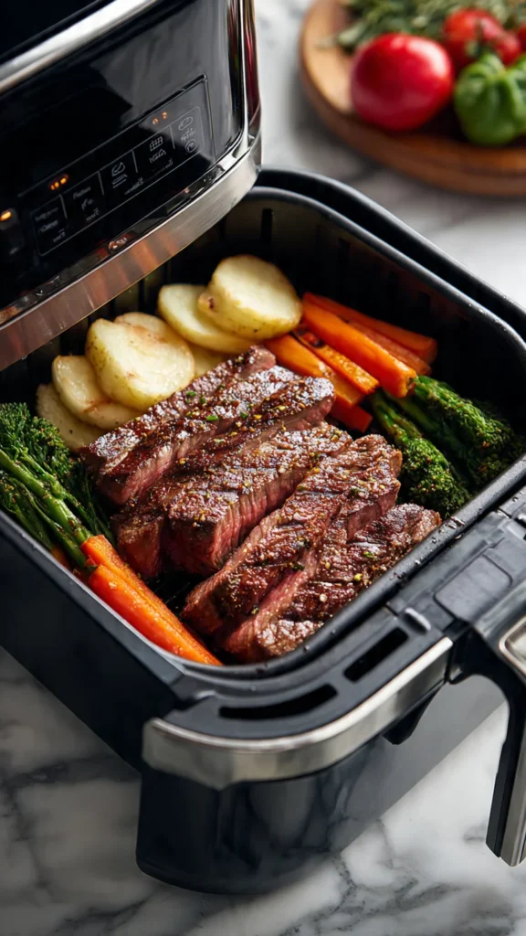 Philly Cheesesteaks Air Fryer Recipe – Juicy, Cheesy & Ready in Minutes 5 Melted provolone over steak in Philly cheesesteaks air fryer recipe