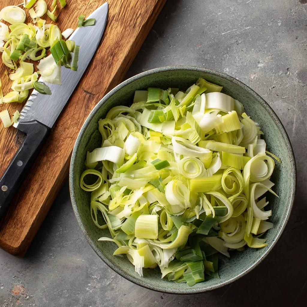 Potato Leek Soup Recipe – Cozy, Creamy, and Comforting 3 Preparing leeks for potato leek soup