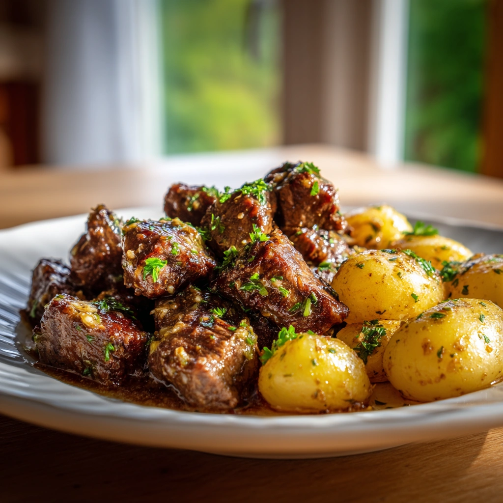 Slow Cooker Garlic Butter Beef Bites Potatoes 6 Slow Cooker Garlic Butter Beef Bites Potatoes