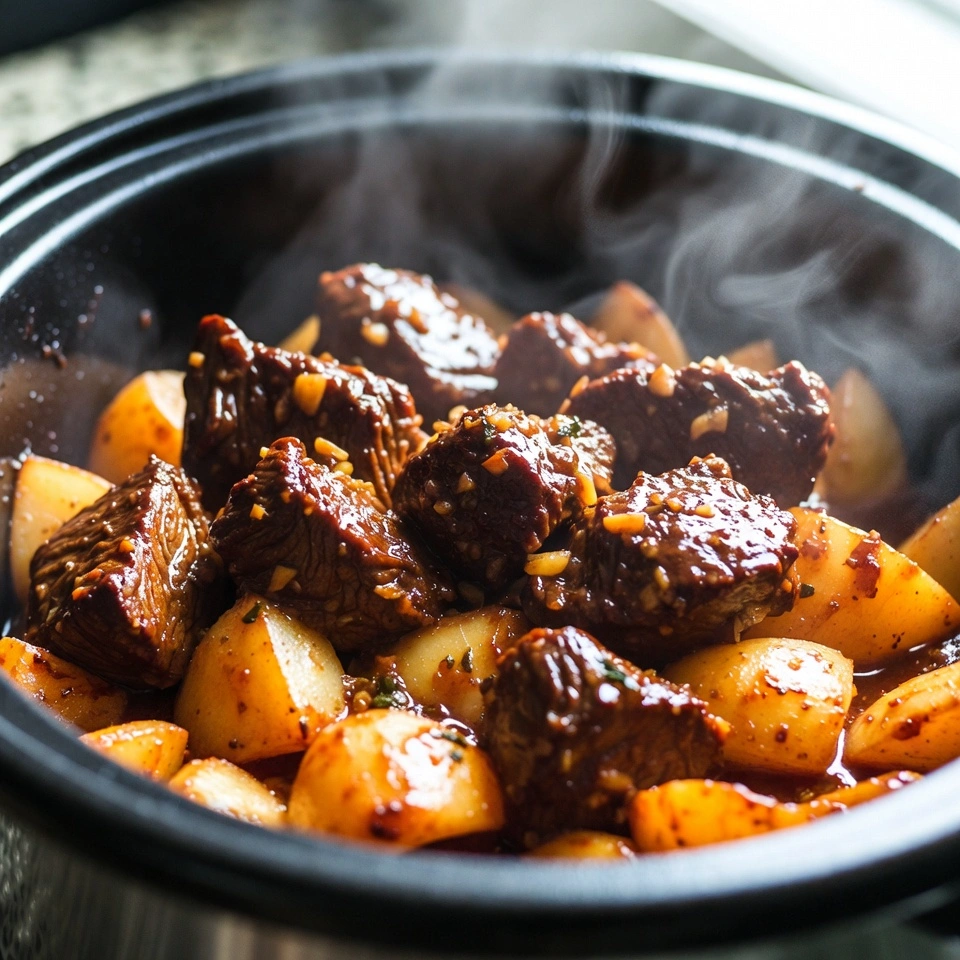 Slow Cooker Garlic Butter Beef Bites Potatoes 5 Slow Cooker Garlic Butter Beef Bites Potatoes