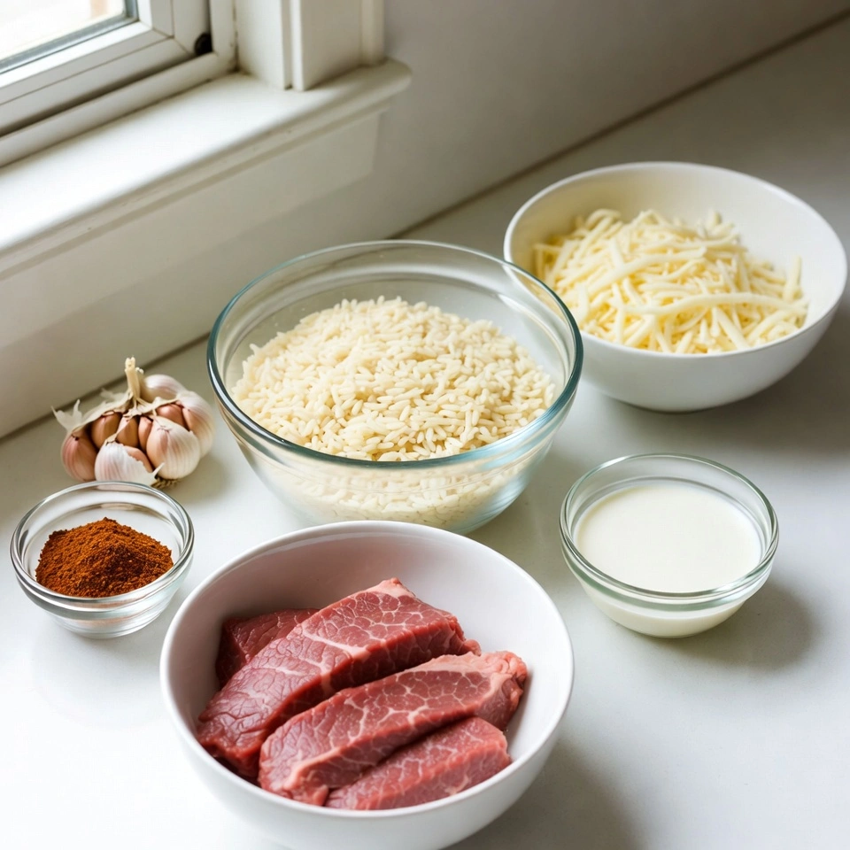 ingredients of Steak Queso Rice Recipe