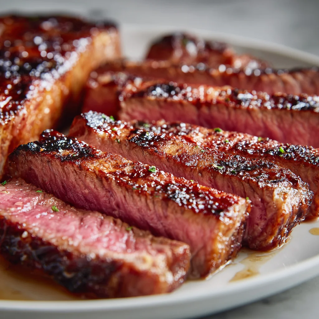 Juicy sliced steak for beef dinner bowl