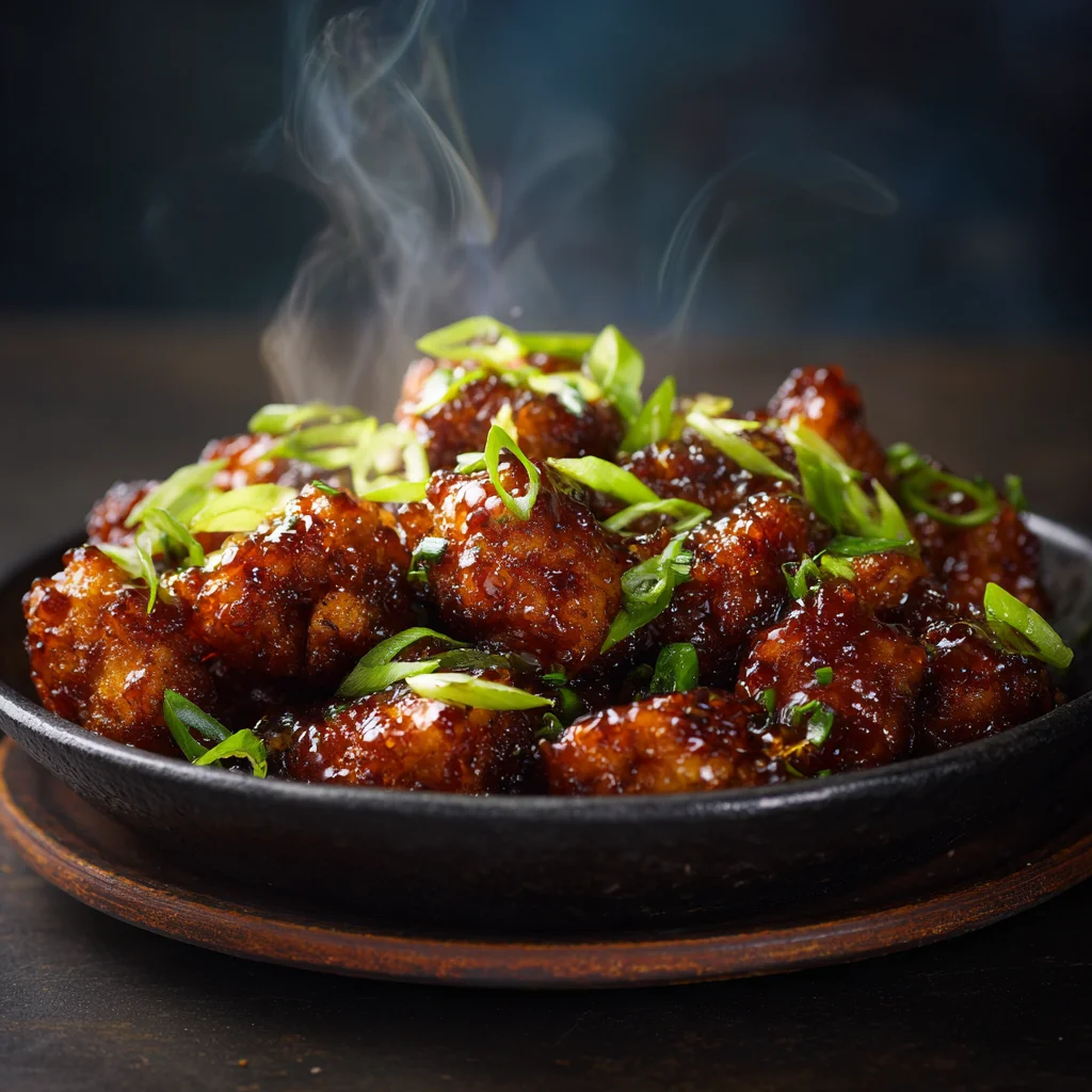 Sticky glazed chicken ready for rice bowl