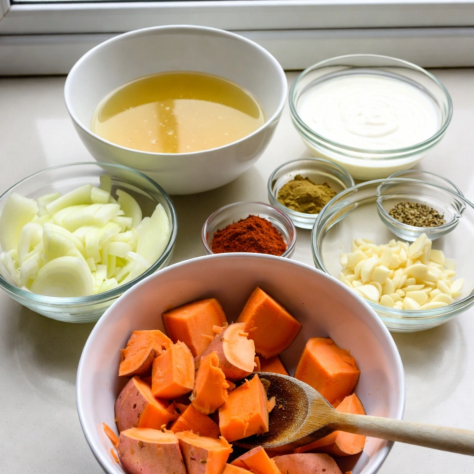 Creamy Sweet Potato Soup 3 ingredients of Creamy Sweet Potato Soup