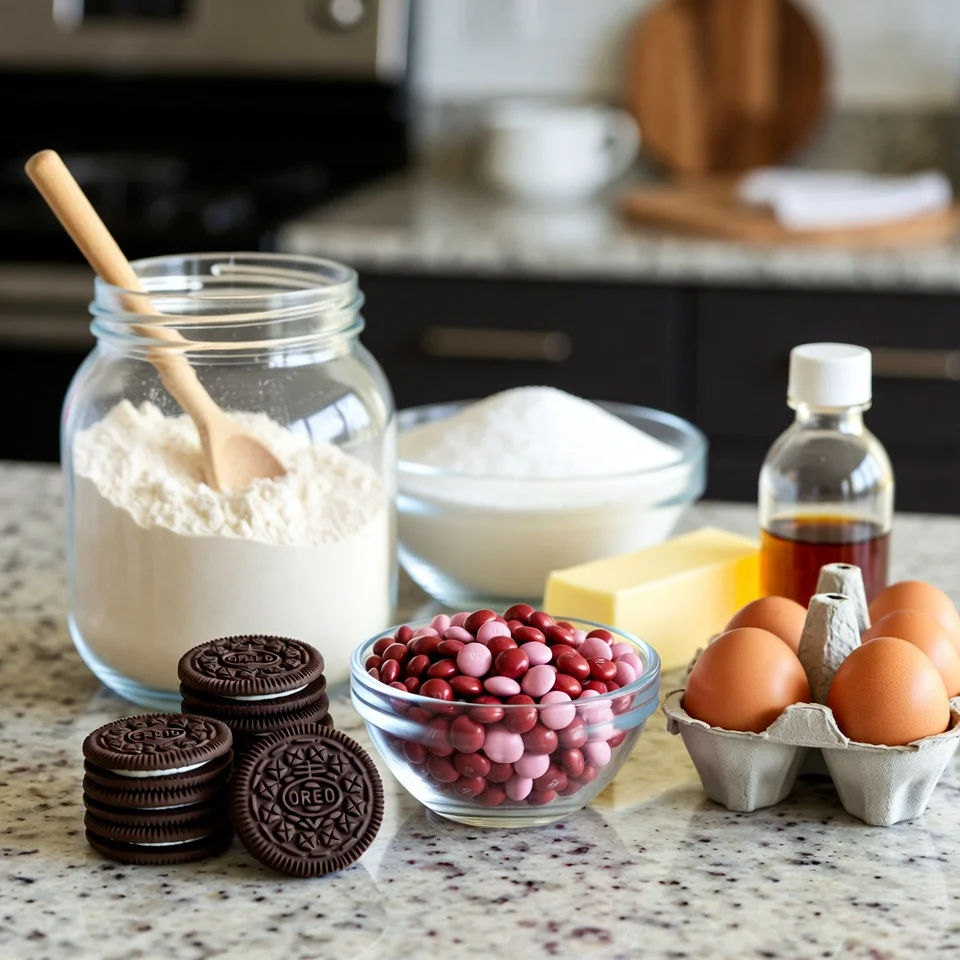 Ingredients Valentine’s Day Oreo M&M’s cookies