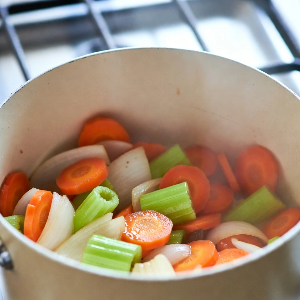 Vegan Chicken Noodle Soup 4 sute the vegetables for Vegan Chicken Noodle Soup