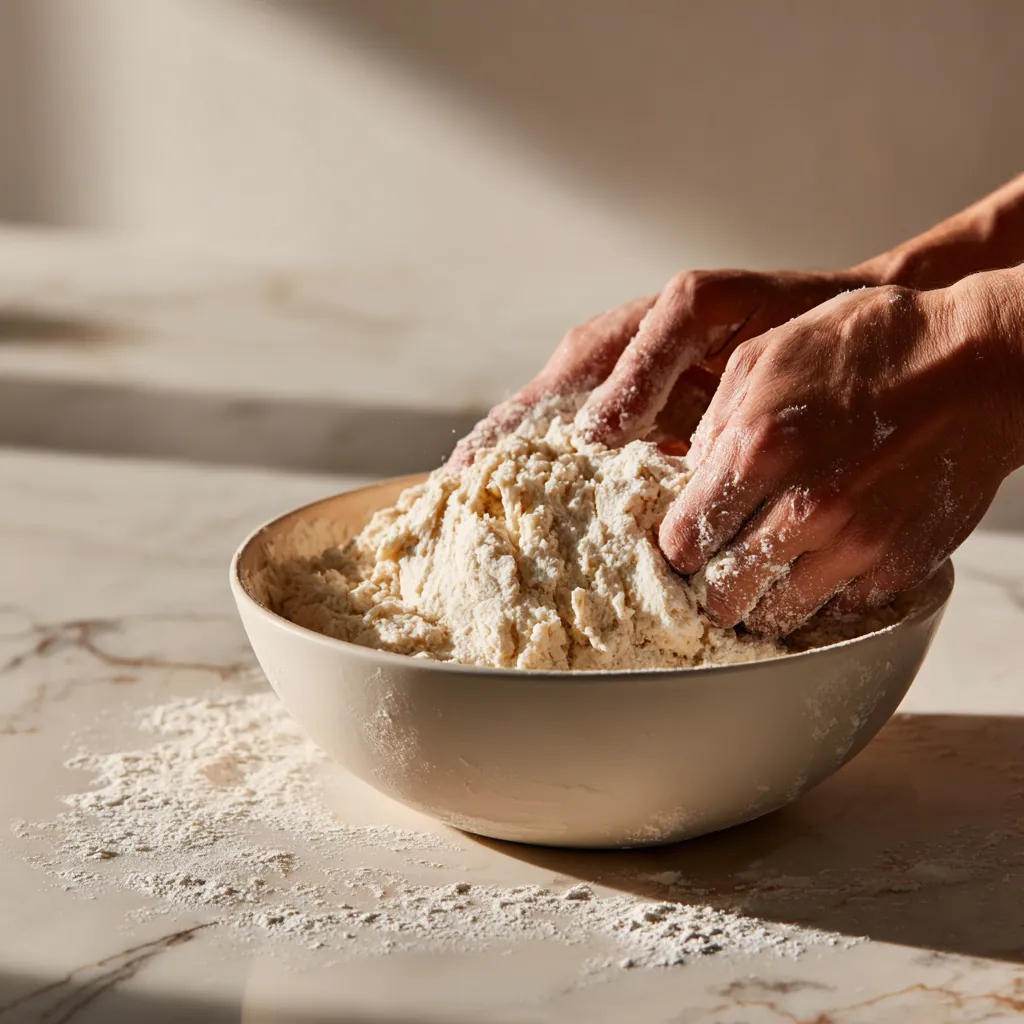 preparing the dough for korean donut recipe