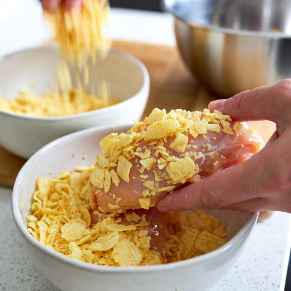 Potato Chip Chicken 4 coating the chicken