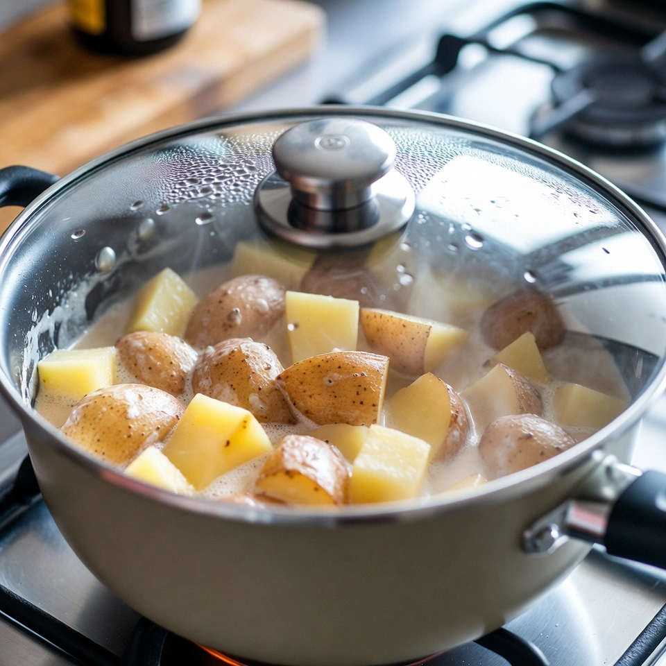 Cheesy Potato Soup 3 potato boiling