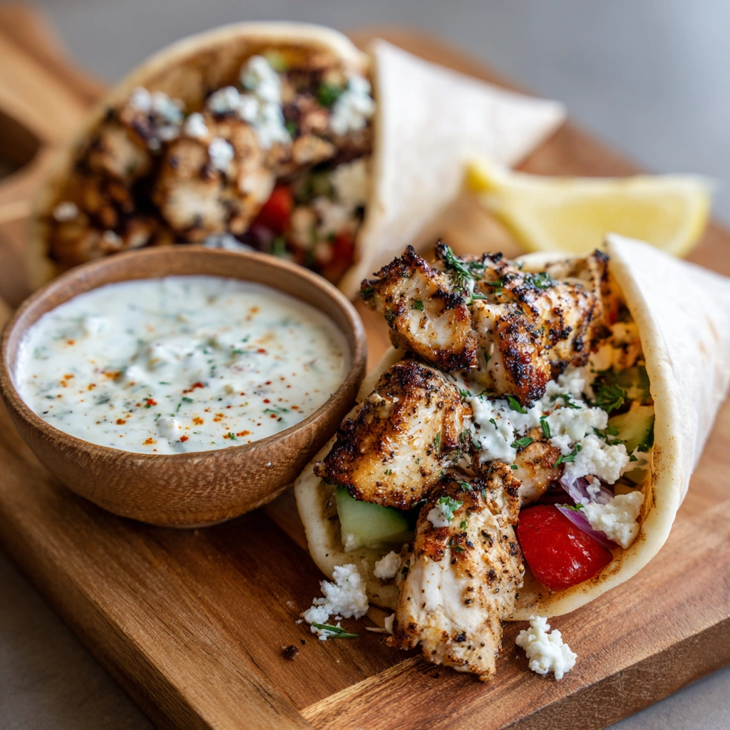 serving Air Fryer Chicken Souvlaki