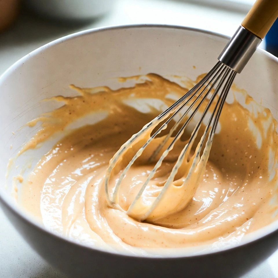 Boom Boom Sauce Spicy Mayo Dip and Sandwich Spread Recipe 5 blending mayo and chilli sauce