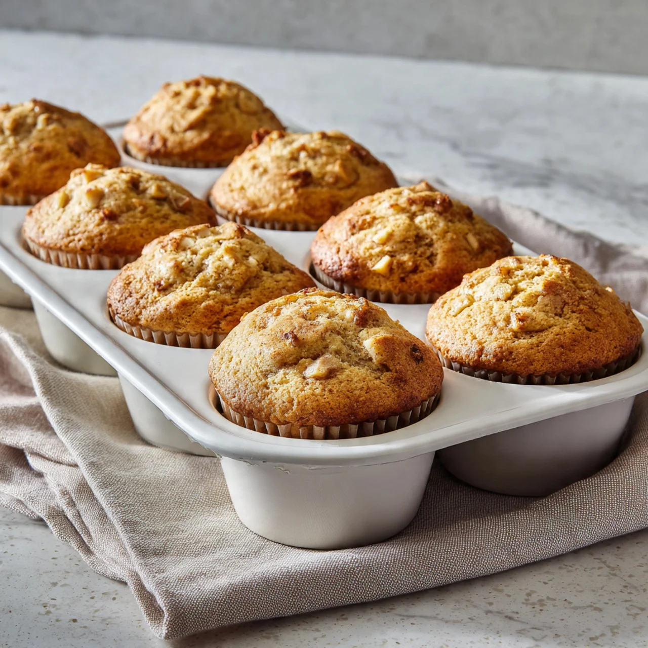 Soft apple cinnamon muffins with cinnamon sugar topping