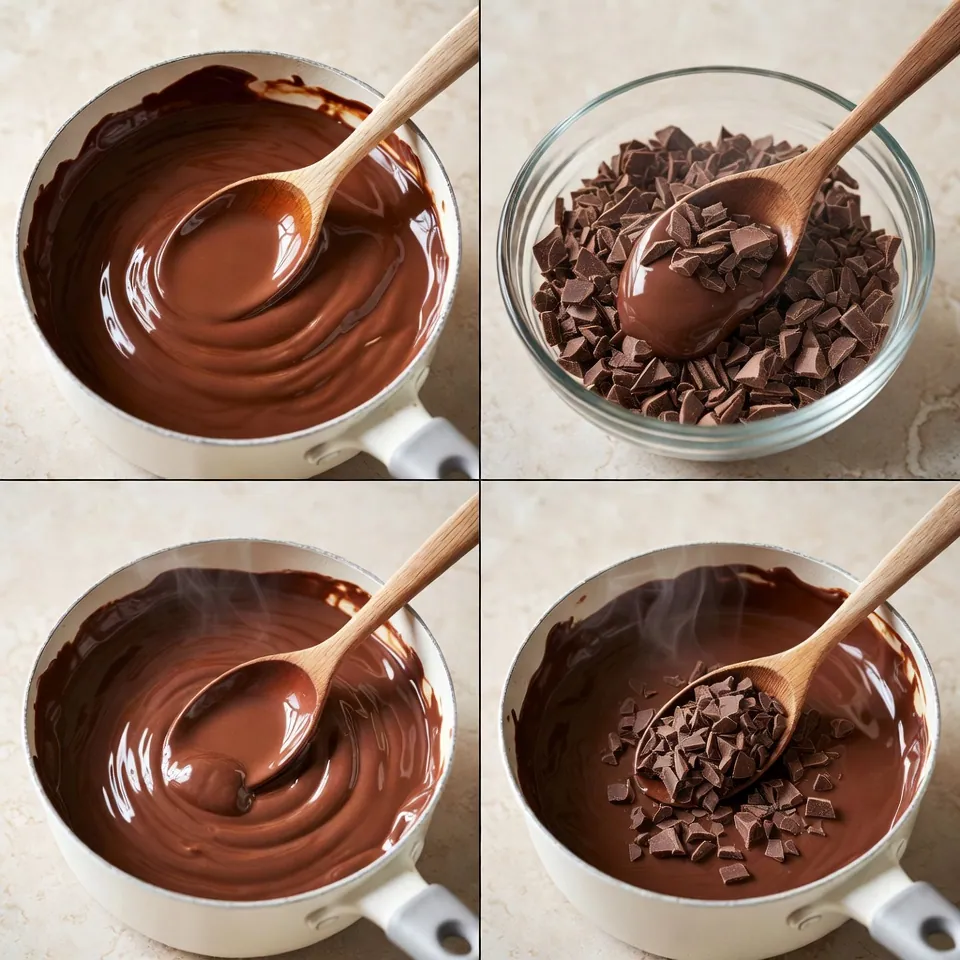 Chocolate Fondue Recipe with Silky Melted Chocolate and Perfect Dippers 6 Smooth and glossy chocolate texture for perfect Chocolate Fondue Recipe consistency