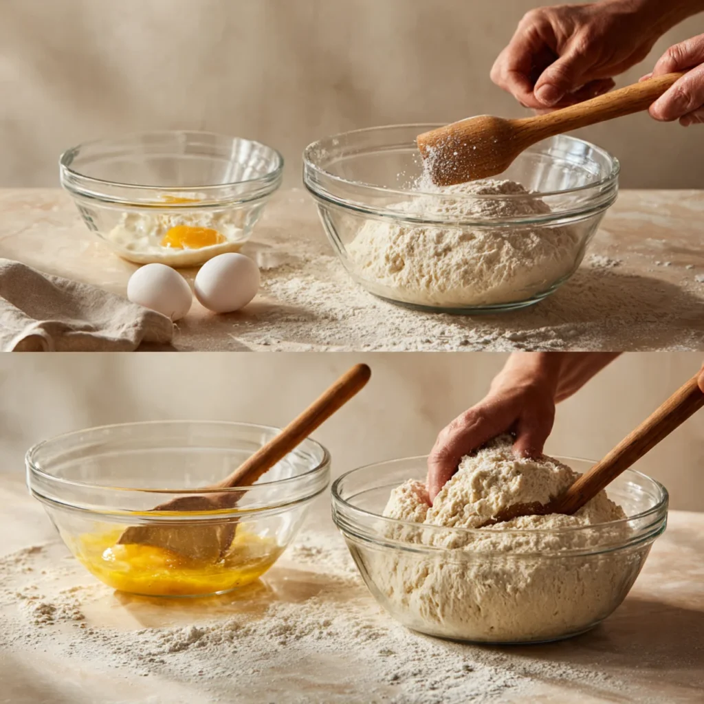 Activating yeast and kneading dough for Glazed Donut Recipe Soft.
