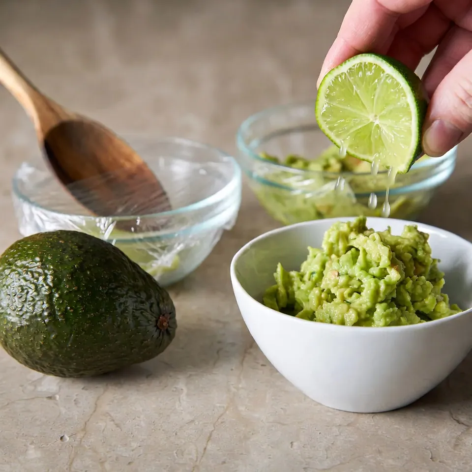 Chef tips for Guacamole Recipe showing ripe avocado and proper texture