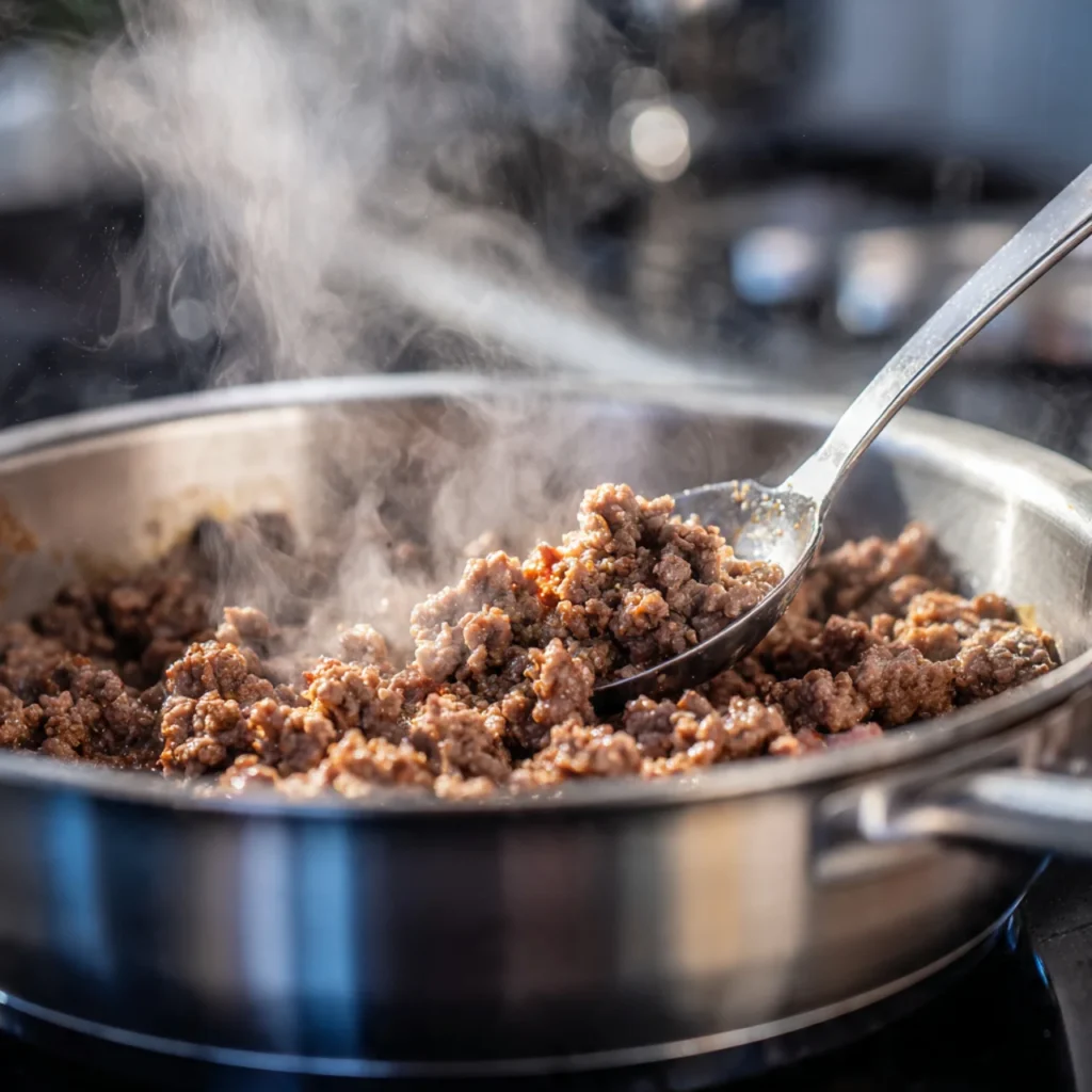 Stuffed Pepper Soup Hearty, Cozy & Full of Comfort 3 Stuffed pepper soup simmering in a pot with peppers, rice and beef.