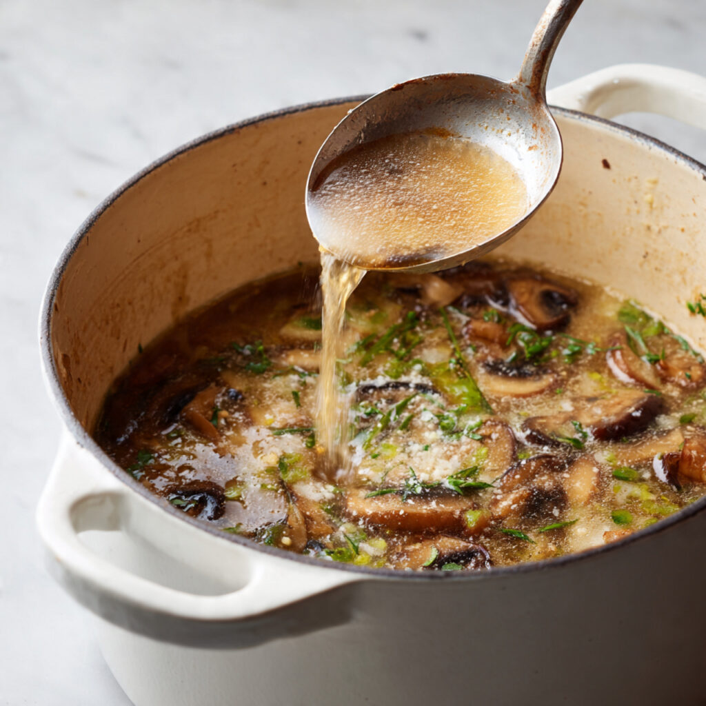 close up of mushrooms in a pot coated with flour w