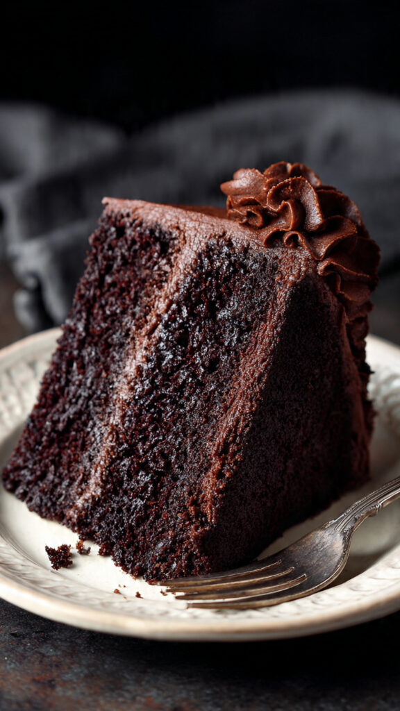 moist chocolate birthday cake picec of slice
