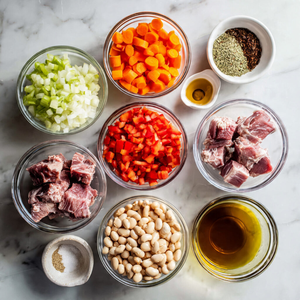 Cozy & Easy Crockpot Soup Recipes for Comforting Meals 2 all ingredients for crockpot soup arranged in clea